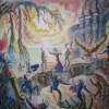 Jazzophia - Tragic Muse - Ink  Acrylic Wash Mixed Media - By Robert Nuckels, Grail Surrealism Mixed Media Artist
