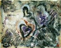 Healing Hearts V - Monotype Print Printmaking - By Nola Tresslar, Abstract Printmaking Artist