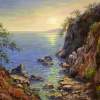 Bay In Lloret De Mar Spain - Oil On Canvas Paintings - By Arkady Zrazhevsky, Realism Painting Artist