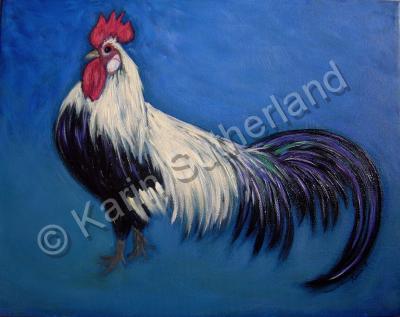 Animalsbirdslivestock  Wildlif - Tri-State Champion Rooster - Oil On Canvas