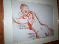 Her View - Conte Crayon Drawings - By Peter Antinoro Phd, Figurative Drawing Artist