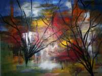Abstract - Through The Park - Acrylic On Canvas