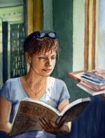 In The Book Store - Watercolor Paintings - By Artist Irina Sztukowski, Realism Painting Artist