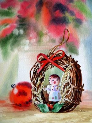 Still Life - Christmas Angel - Watercolor