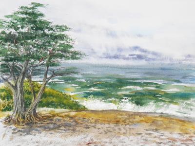 Landscapes - Stormy Morning At Carmel By The Sea California - Watercolor