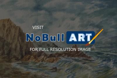 Landscapes - Vintage Storm At Rocky Shore - Watercolor