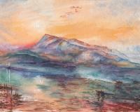 Mount Rigi Switzerland Lake - Watercolor Paintings - By Artist Irina Sztukowski, Decorative Painting Artist