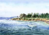 Landscapes - Sailboat At The Seashore - Watercolor