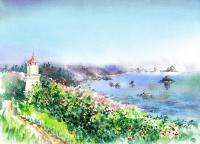 Lighthouse Trinidad California - Watercolor Paintings - By Artist Irina Sztukowski, Realism Painting Artist