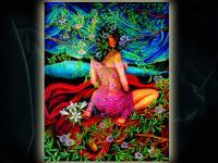 Kingfisher - Pearl Moonblack Magic - Oil On Canvas