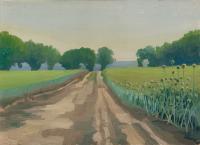 Onion Field Hot Day - Onion Field Hot Day Oil On Car Paintings - By Yurii Makovetsky, Realism Painting Artist
