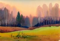 Around Pushkino Autumn - Watercolor On Paper 346 X 238  Paintings - By Yurii Makovetsky, Realism Painting Artist