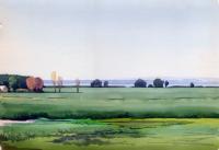 Oleksandrivka Field - Watercolor On Paper 346 X 238  Paintings - By Yurii Makovetsky, Realism Painting Artist