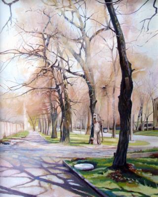 My Paintigs - Spring On My Street - Oil On Cardboard 400X500 Mm