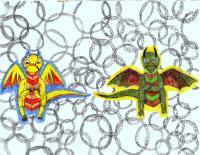 2 Dragons - Colored Pencils And Paper Drawings - By Nathan Bartosek, Fantasy Drawing Artist