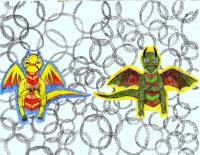 2 Dragons - Colored Pencils And Paper Drawings - By Nathan Bartosek, Fantasy Drawing Artist