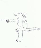 Anthro With A Gun - Good Ol Pencil Drawings - By Nathan Bartosek, Fantasy Drawing Artist