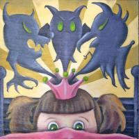 Jabberwocky 1 - Acrylic On Wood Paintings - By Amanda Van Buren, Illustration Painting Artist