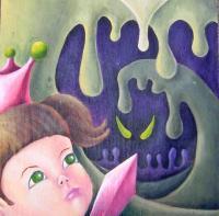 Jabberwocky 2 - Acrylic On Wood Paintings - By Amanda Van Buren, Illustration Painting Artist