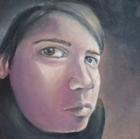 Misc Artwork - Fish-Eye Self Portrait - Acrylic On Canvas
