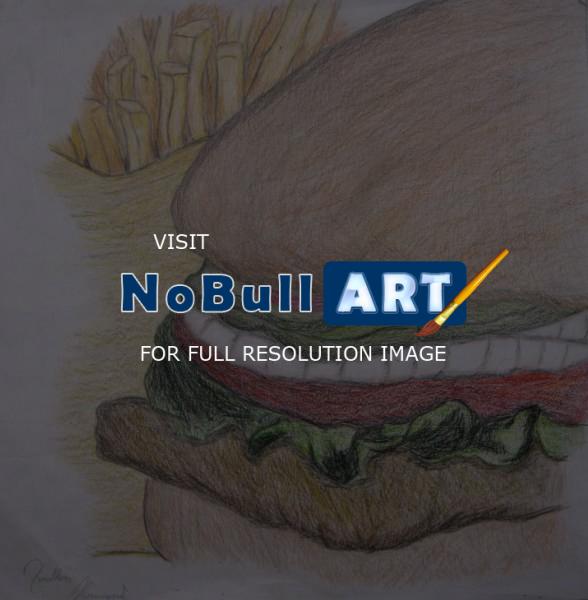 School Projects - Burger And Fries - Pencilcolor Pencil