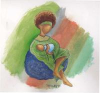 African Women - A Mothers Love - Watercolor And Color Pencil