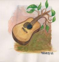 Rebirth - The Rebirth Of The Guitar - Watercolor And Color Pencil