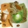Cups Of Coffee 2 - Watercolor And Color Pencil Mixed Media - By George Stanley Jr, Abstract Mixed Media Artist