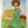 African Woman And Child During Sunset - Watercolor Mixed Media - By George Stanley Jr, Add New Artwork Style Mixed Media Artist