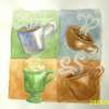 How  I See Coffee - Watercolor And Color Pencil Other - By George Stanley Jr, Abstract Other Artist