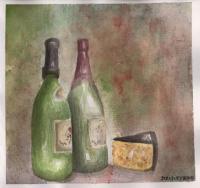 Colors Of Emotions - Wine And Cheese - Watercolor