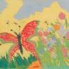 Butterfly And Flowers - Pastel Marker Drawings - By Salih Habibnazarov, Mixed Technique Drawing Artist
