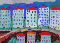 My Artworks - The Town - Gouashe On Paper