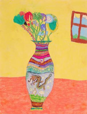 My Artworks - Jug Dragon - Pastel Marker Felt Pen On Pape