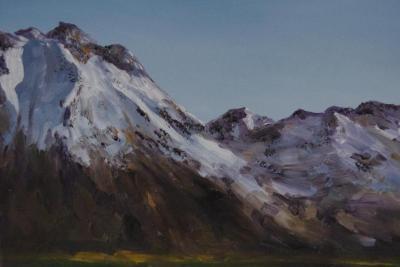 Landscape - Snowy Mountains And Blue Skies - Oil On Canvas