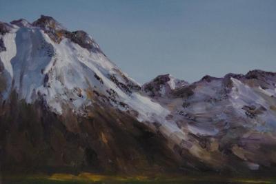 Landscape - Snowy Mountains And Blue Skies - Oil On Canvas