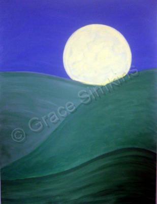 Landscape - Rising Moon - Acrylic On Gallery Wrapped Can