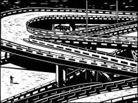 Prints - Winding Roads - Linocut