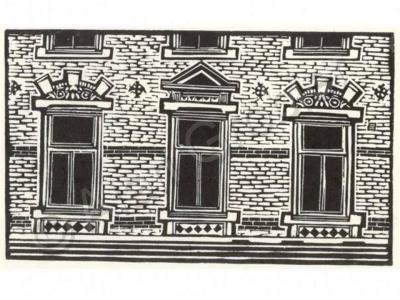 Prints - Row Of Windows Haga - Linocut