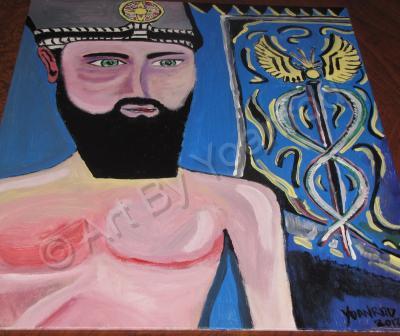 Collection One - Portrait Of Enki The Annunaki - Acrylic