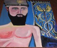 Portrait Of Enki The Annunaki - Acrylic Paintings - By Art By Yoanrod, Abstract Painting Artist