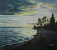 Landscape Gallery - Sunset On The Lake - Oil On Canvas