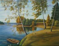 Landscape Gallery - The Fall Sunny Day - Oil On Canvas
