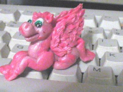 Whimsy - Boldy Pink Pegasus Mini Other Side - Polymer Clay Mostly