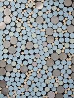 Discs In Blue  Silver - Spray Paint Woodwork - By David Hover, Contemporary Woodwork Artist