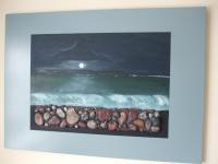 Moon Lit Beach - Acrylics Mixed Media - By David Hover, Contemporary Mixed Media Artist