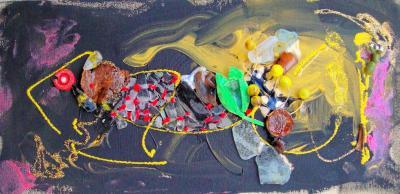 Beachcombing - Fish - Mixed Media