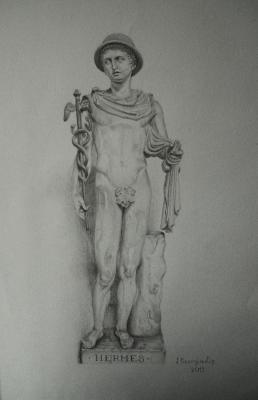 Drawings 2011 - Statue Of Hermes - Pencil  Paper