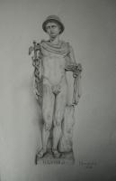 Statue Of Hermes - Pencil  Paper Drawings - By John Georgiadis, Realism Drawing Artist