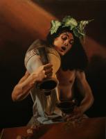 Sad Bacchus - Oil On Canvas Paintings - By John Georgiadis, Realism Painting Artist